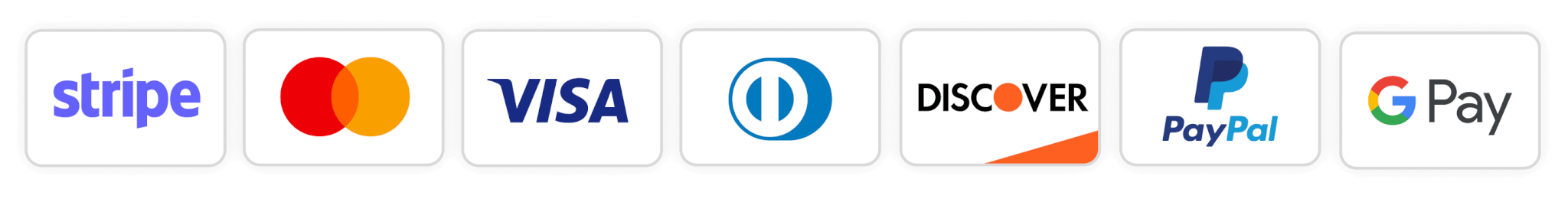 Aceptamos pagos con Visa, Mastercard, Discover y PayPal.